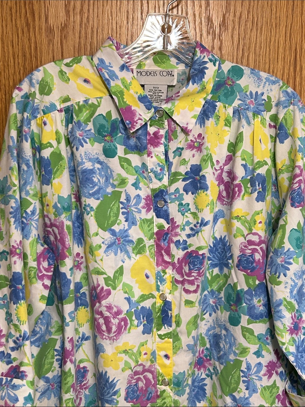 Vintage Models Coat Floral Snap Front Duster Robe House Dress Size 14 Flawed